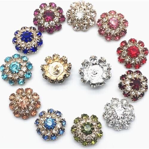 30pcs/lot 21MM Silver and gold mixed metal Buttons Diamante rhinestone button DIY for Wedding Decoratio sewing Clothing buttons