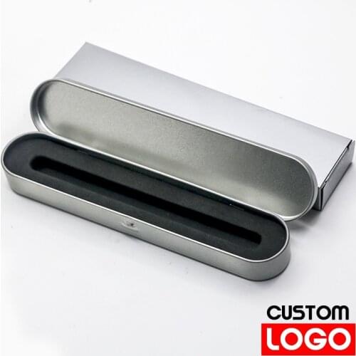 Customized Metal Pen Case Advertising Gift Box Stationery Box Stationery Wholesale Custom Logo School Supplies Lettering