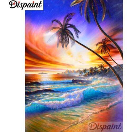 Dispaint Full Square/Round Drill 5D DIY Diamond Painting "Tree seascape" 3D Embroidery Cross Stitch Home Decor Gift A11560