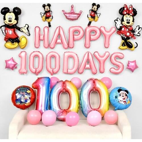 Disney Birthday Set 100 Days Party Scene Cartoon Mickey Aluminum Balloon Package Free Shipping