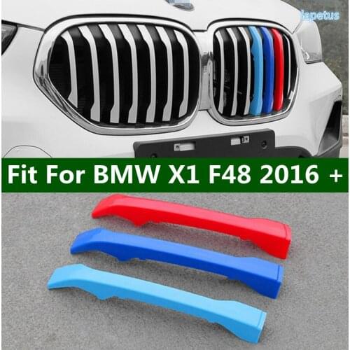 Lapetus Front Center Mesh Grille Grill Cover Radiator Strips Trim Tricolor Fit For BMW X1 F48 2016 - 2021 Plastic Accessories
