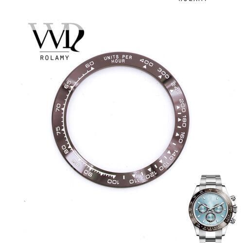 Rolamy Wholesale High Quality Ceramic Brown with White Writing 38.6mm Watch Bezel for DAYTONA 116500 - 116520