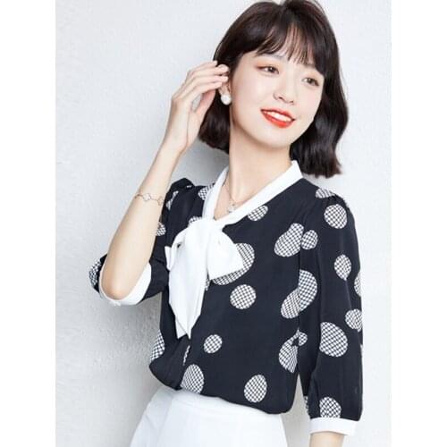 Chiffon shirt women 2021 spring and summer new foreign style small shirt fashion bow temperament shirt top