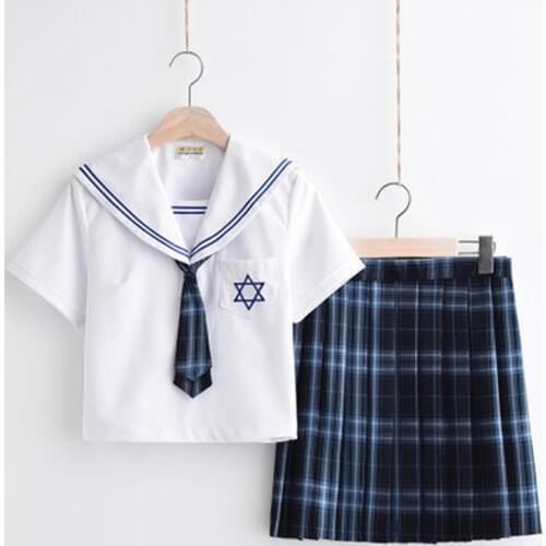 Students Short-sleeved School Uniforms Cos Costume Japan JK Uniforms High School College Style Girlfriends Sets Clothes C50179AD