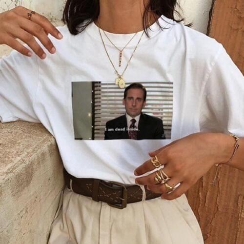 Unisex Tumblr Grunge Fashion White TeeThe Office Michael Scott I Am Dead Inside Quotes Funny T-Shirt
