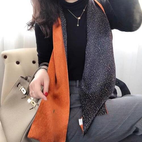 2021 spring Korean version of all-match women scarf silk hand-feel double-sided printing scarf thin section scarf 15x150cm