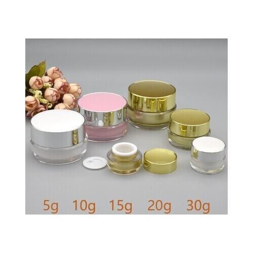 5g 10g 15g 20g 30g Acrylic Bottle Cream Jar Nail Art Mask Cream Refillable Empty Cosmetic Makeup Container Bottle Storage Box