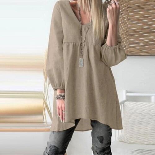 Solid Women Shirt Dress Fashion Long Blouse V Neck Long Sleeve Streetwear Ladies Casual Loose Large Size Pullover Tops Shirts
