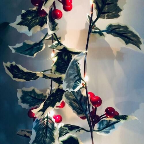 Artificial Christmas Garland with Spruce Cypress Pinecones Red Berry Garland Winter Greenery Garland for Holiday Season Mantel F