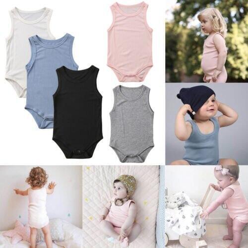 Baby Boy Girl romper cotton sleeveless striped Summer Romper Cotton Clothes Outfits 0-24m