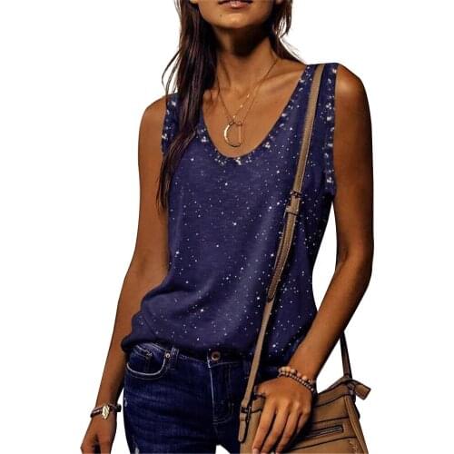 2021 Summer Sexy Round Neck Female Sleeveless Blouse Shirt Women Elegant Print Loose Summer Tops New Lady Off Shoulder Blusa D30