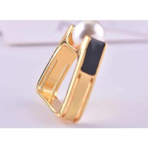 14K Gold Pearl Ring for Women Men Square Anillo Wedding Bizuteria 14K Gold Topaz Jewelry Bizuteria Gemstone Fine Ring Box Girls