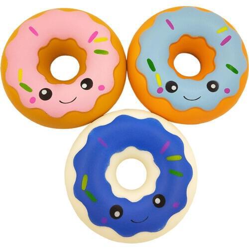1 Piece 10CM Simulation Donuts Phone Straps Cartoon Smile Face Random Slow Rising Anti-strss Photo Props Squeeze Squishy Gift