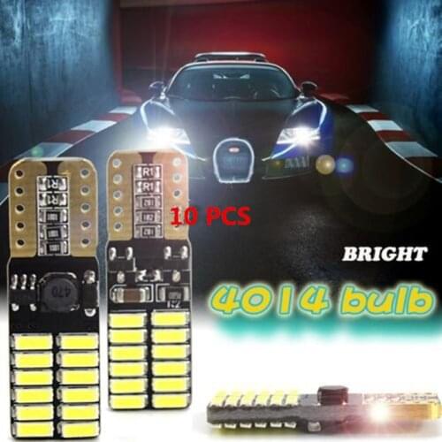 10 Pcs 10-13V 220Lm T10 4014 24SMD LED Car Turn Signal Light Universal 4.8W Auto Reading Tail Lamp For dome light etc