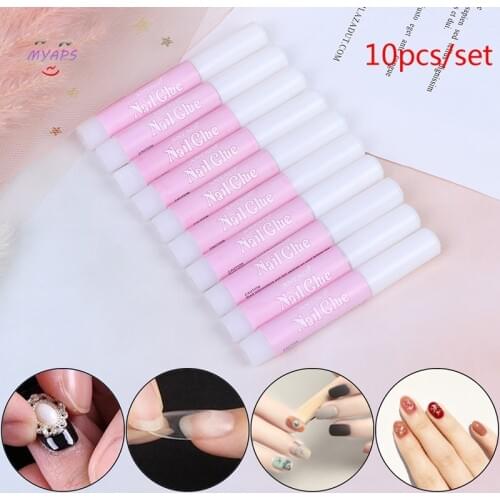 10Pcs /Set 2g False Nail Extension Glue Mini Beauty Nail Glue False Art Decorate Tips Acrylic Glue Nail Accessories