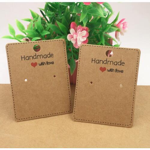 100pcs 6.5*5cm Paper Jewelry Cards white Handmade Earring Displays Cards Fashion Love Gift Eardrop card Accept Customize logo