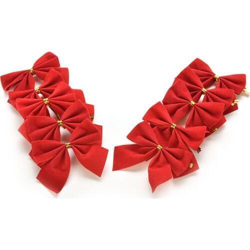 12Pcs Creative Christmas Tree Bow Decoration Baubles New Year Ornaments Santa Claus Christmas Decoration Supplies Party Bows