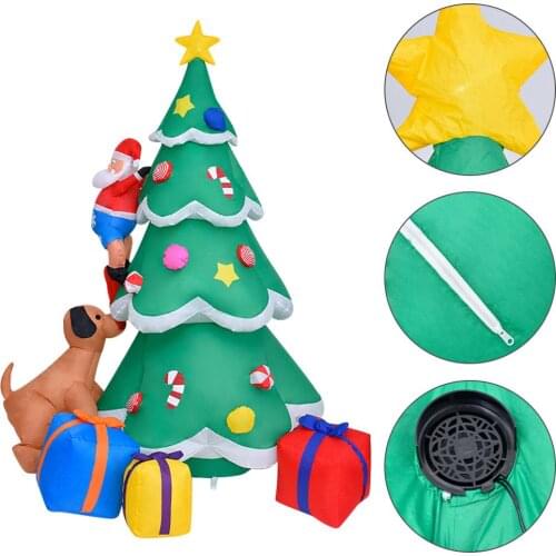 2.1m PVC inflatable Christmas tree, Santa Claus dog decorated inflatable doll, with bright LED lights