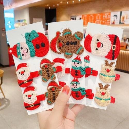 5pc Cartoon Christmas Gifts Baby Girl Hairclips Barrettes Hair Ornament Headband Hair Ties For Kids Hairpins Hair Accessories