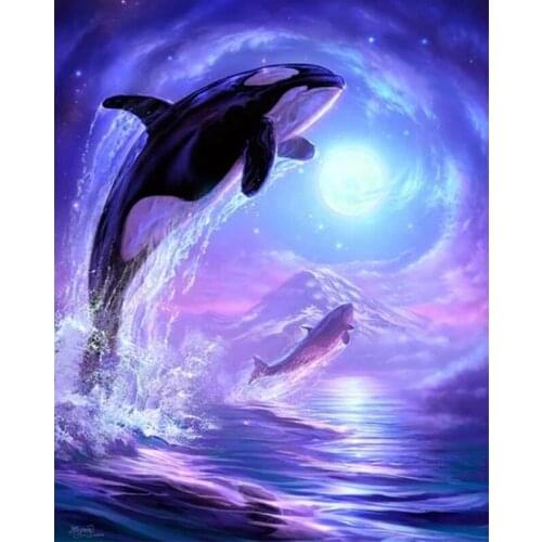 Diamond Painting Cross Stitch Dolphin Animal Full Square Round Diy 5d Diamond Embroidery Picture Rhinestone Art