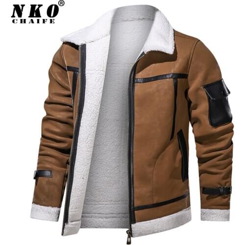 CHAIFENKO Brand Winter Leather Jackets Coat Men New Fashion Motor Fleece Fur Collar Jacket Men Casual Biker Leather Jacket Men