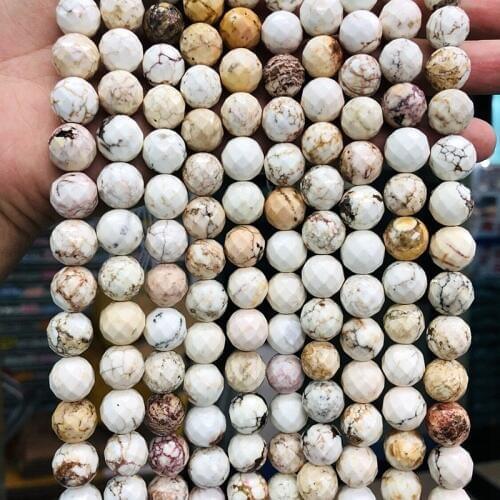 Wholesale 1string of 15.5" Natural Magnesite Howlite Faceted Beads 6mm 8mm 10mm 12mm Brown Multi Gem stone Loose Jewelry beads