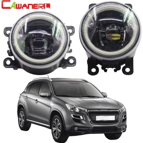Cawanerl For Peugeot 4008 2012-2017 Car Styling H11 LED Bulb Fog Light Assembly 4000LM Angel Eye DRL Daytime Running Light 12V