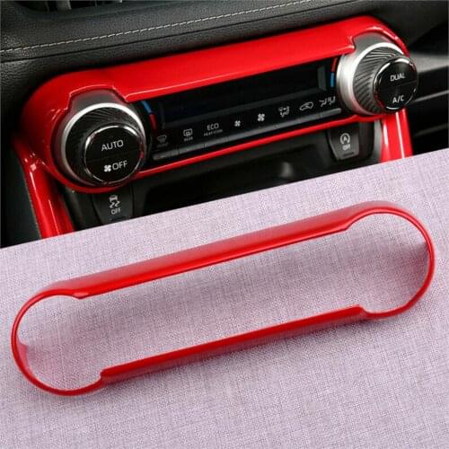 CITALL Central Console AC Knob Switch Panel Trim Cover Frame Fit for Toyota RAV4 2019 2020 2021 Red ABS Car Decoration