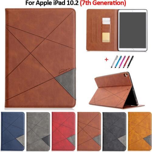 Luxury Flip PU Leather Tablet Case For iPad 10.2 2019 Wallet Stand Funda For iPad 10 2 Cover Case For iPad 7th Generation