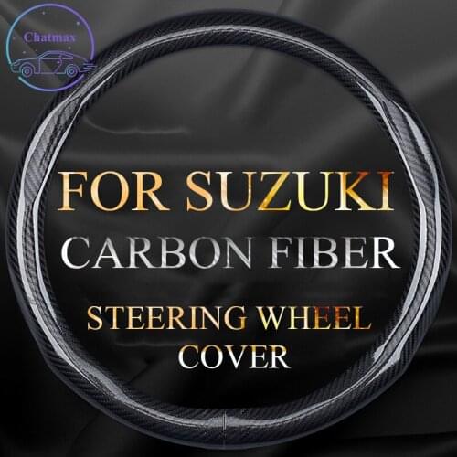 Carbon Fiber Steering Wheel Cover for Suzuki Grand Vitara SX4 S-Cross Baleno Jimny Universal 38cm 15 Inches Anti-slip