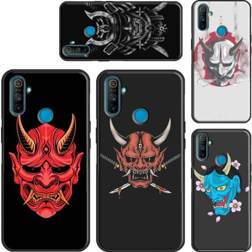 Japanese Samurai Oni Mask Case For Realme 7 6 Pro GT Neo C11 C3 Q3 8 Pro Back Cover For OnePlus 9 Pro Nord 7T 8T