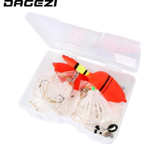 DAGEZI #9-#13 Fishing Float Bobber Sea Monster with Six Carbon Steel Explosion Hooks Fishing Tackle box 2lot/box