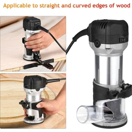 220V 2000W Wood Router 6 Variable Speed Electric Hand Trimmer with 6.35mm/ 8mm Collets Laminate Palm Router Woodworking Tool Kit