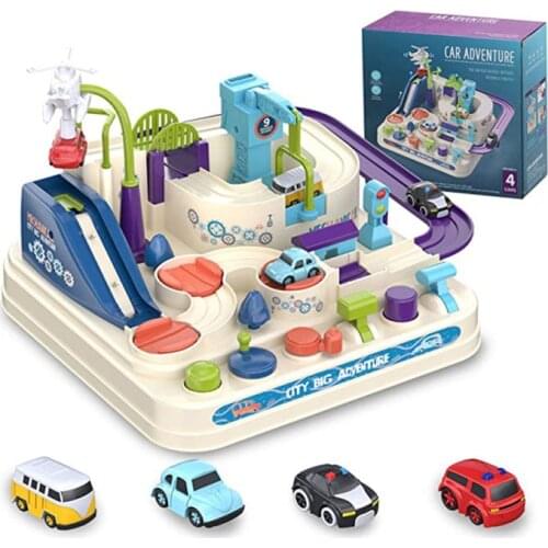 Children Track Car Adventure Game Brain Game Mechanical Interactive Train Toy Racing Rail Car Model Racing Educational Game Gift