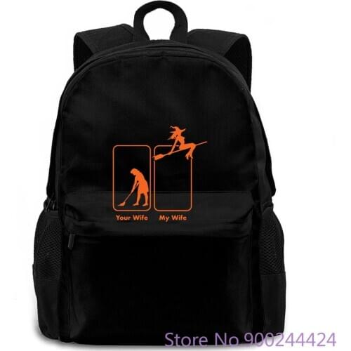 Mens My Wife Your Wife Witch Halloween Print Mens Hot women men backpack laptop travel school adult student