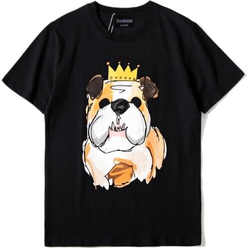 European style women/Men casual loose Summer fashion hip hop T shirts Chic dog print Tops Tees S367