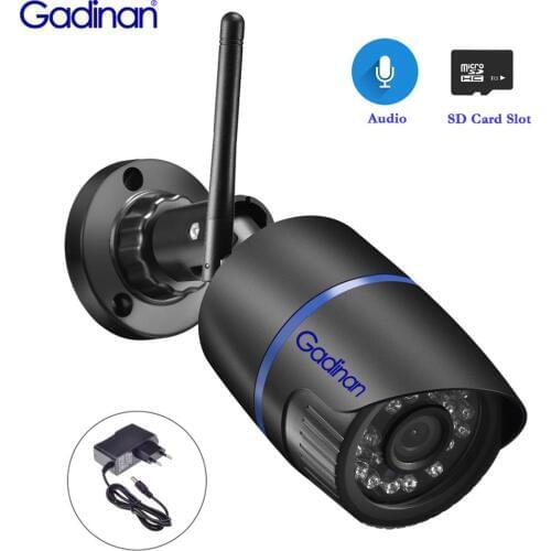 Gadinan WiFi IP Camera Audio Record 1080P 2.0MP Wireless HD Network Surveillance Onvif Night Vision Waterproof TF Card Slot Cam