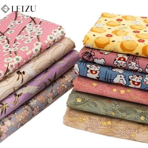 Japanese Print Cotton Kimono Diy Fabric Crane Patchwork Material TJ1023