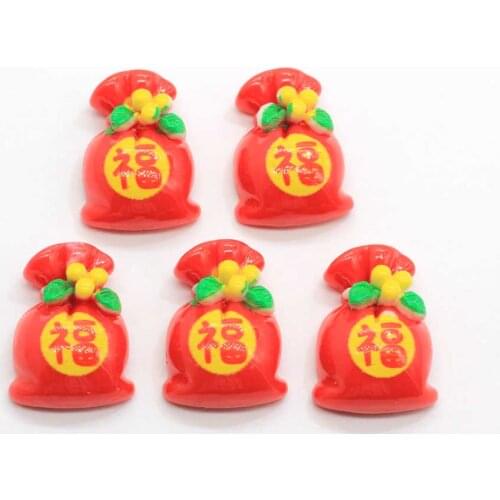 Chinese Style Whealty Bag Miniatures Figurines Lucky Money Bag Resin Flatback Cabochon For Marriage House Decoration
