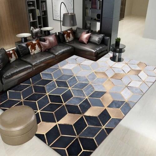 Modern Nordic Geometric Printed Carpet Living Room Bedroom Decorative Carpet Bathroom Non-Slip Carpet