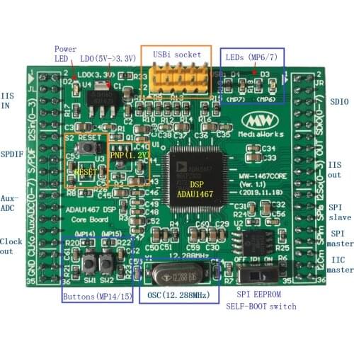 8 in 8 Out ADAU1467 Development Board ADAU1463 Core Board