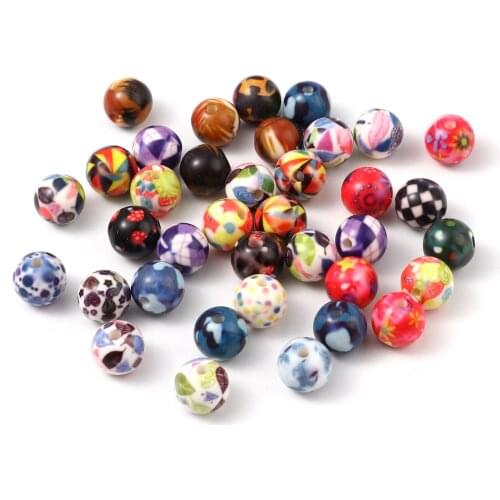11mm Fashion Glass Beads Round At Random Color Pentagram Star Pattern Loose Spacer Beads DIY Making Bracelets Jewelry Gift,20PCs