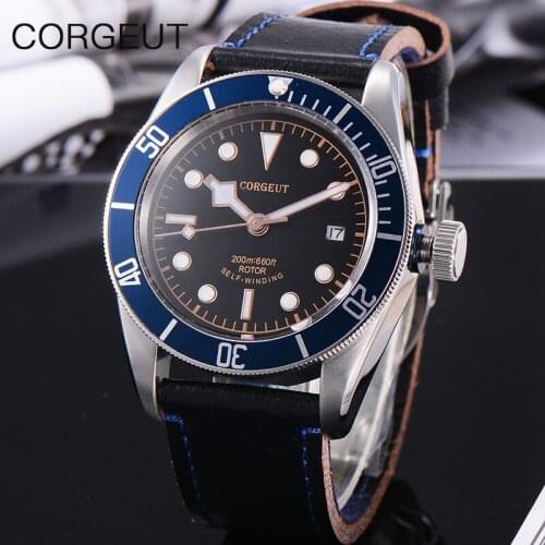 ORGEUT Mens Automatic Mechanical Watch Waterproof 100m Diving Watch NH35A Movement Luminous Calendar Mens Watch montre homme