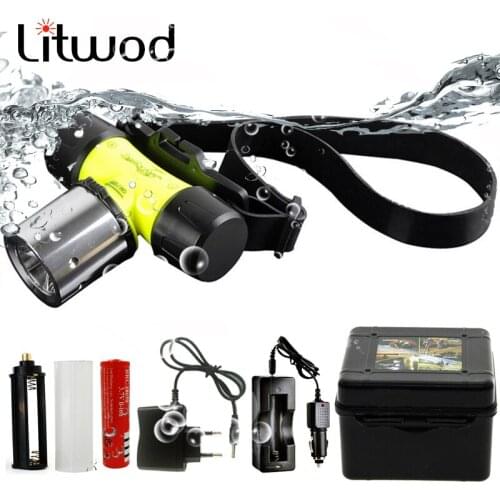 Litwod D6800 Diving Headlamp Headlight Underwater 50M Waterpoof XM-L T6 Head Lamp 4000 Lumen Head Flashlight For Swimming LED