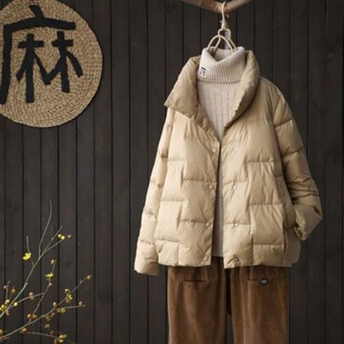 2021 New Women Short White Duck Down Coats Female Loose Ultra Light Windproof Parkas Causal Puffer Jacket Outwear