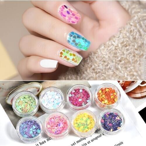 The New 3D Mermaid Sequins Nail Glitter Flakes Love particles DIY Spangles Nail Art Decorations