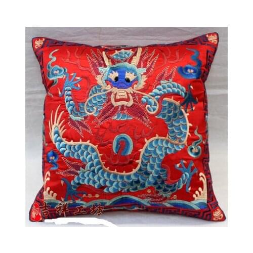 New Chinese Embroidered dragon Pillow Cushion Cover 6color