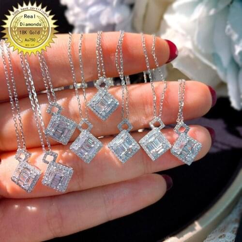 100% 18K white gold natural diamond necklace all use 0.3ct diamond and have certificate HM046