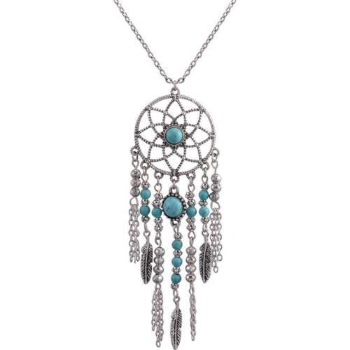 European And American Dreamcatcher Necklace Pendant Feather Ethnic Wind Su Bohemia Wind Sieraden Vrouw