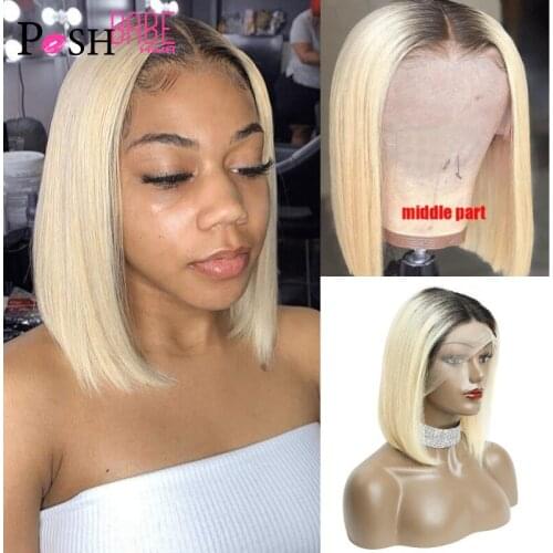 1B 613 Ombre Blonde Lace Front Wig Short Bob Wigs 613 13x4 Bob Lace Frontal Wig Pre Plucked Remy Brazilian Hair Wigs For Women